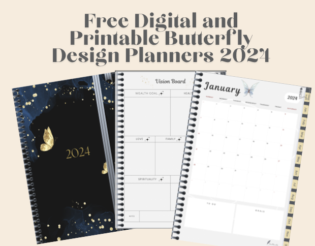 Free Butterfly Design Monthly and Weekly Digital and Printable Planners